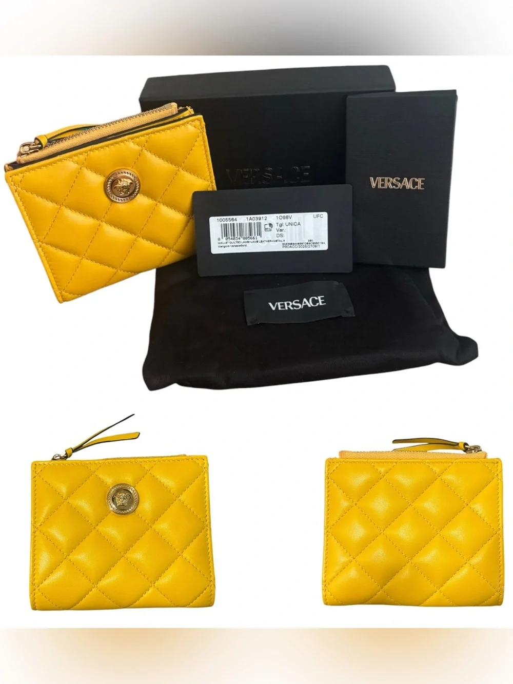 Versace La Medusa Marigold Quilted Lamb Wallet